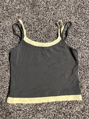 Edikted Black Tank with Pale Yellow Trim